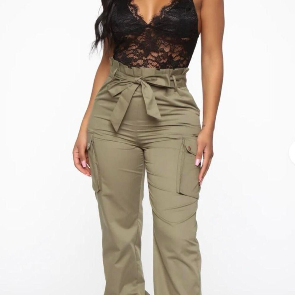 Fashion-nova Women's Khaki and Green Jumpsuit